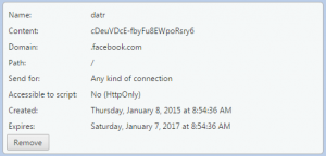 Cookie "datr" de Facebook